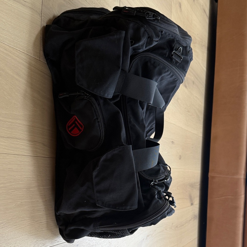 Black Duffel Bag with Red Logo